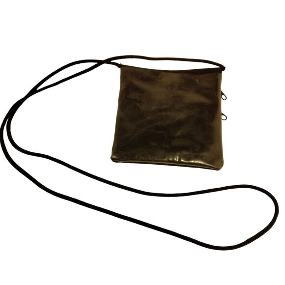 Black Passport Holder Document ShoulderBag Zipper Coin Purse Tote Plastic Slot - Picture 3 of 7